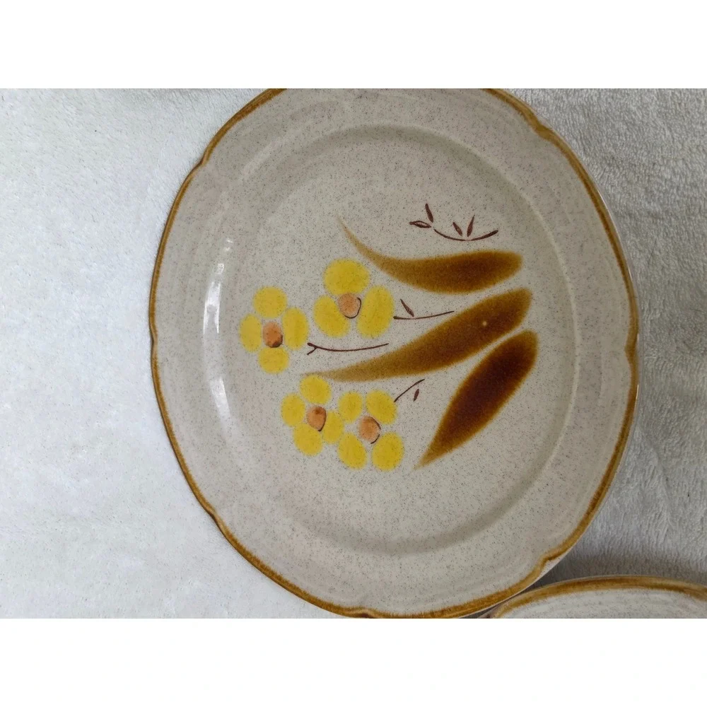 Vintage Hearthside Wellington Stoneware Plates Hand Painted Japan Floral Set 2